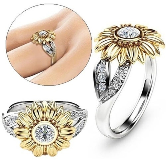 Exquisite Women's Floral Ring Round Sunflower sz7 - Picture 2 of 4